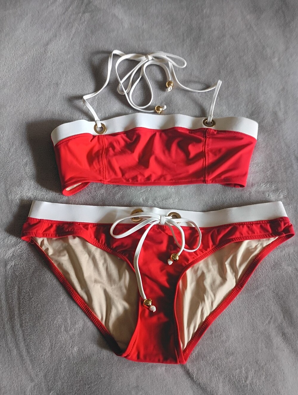 Milly Cabana Coral and White Nautical Style Bikini New with Tags